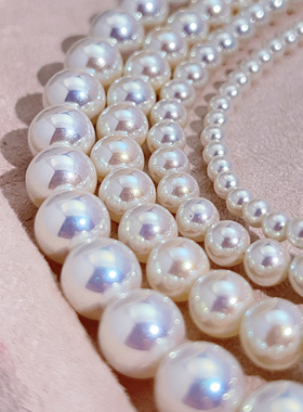 正圆极光人造天女Akoya珍珠项链 仿海水珍珠光泽锁骨链Fever同款