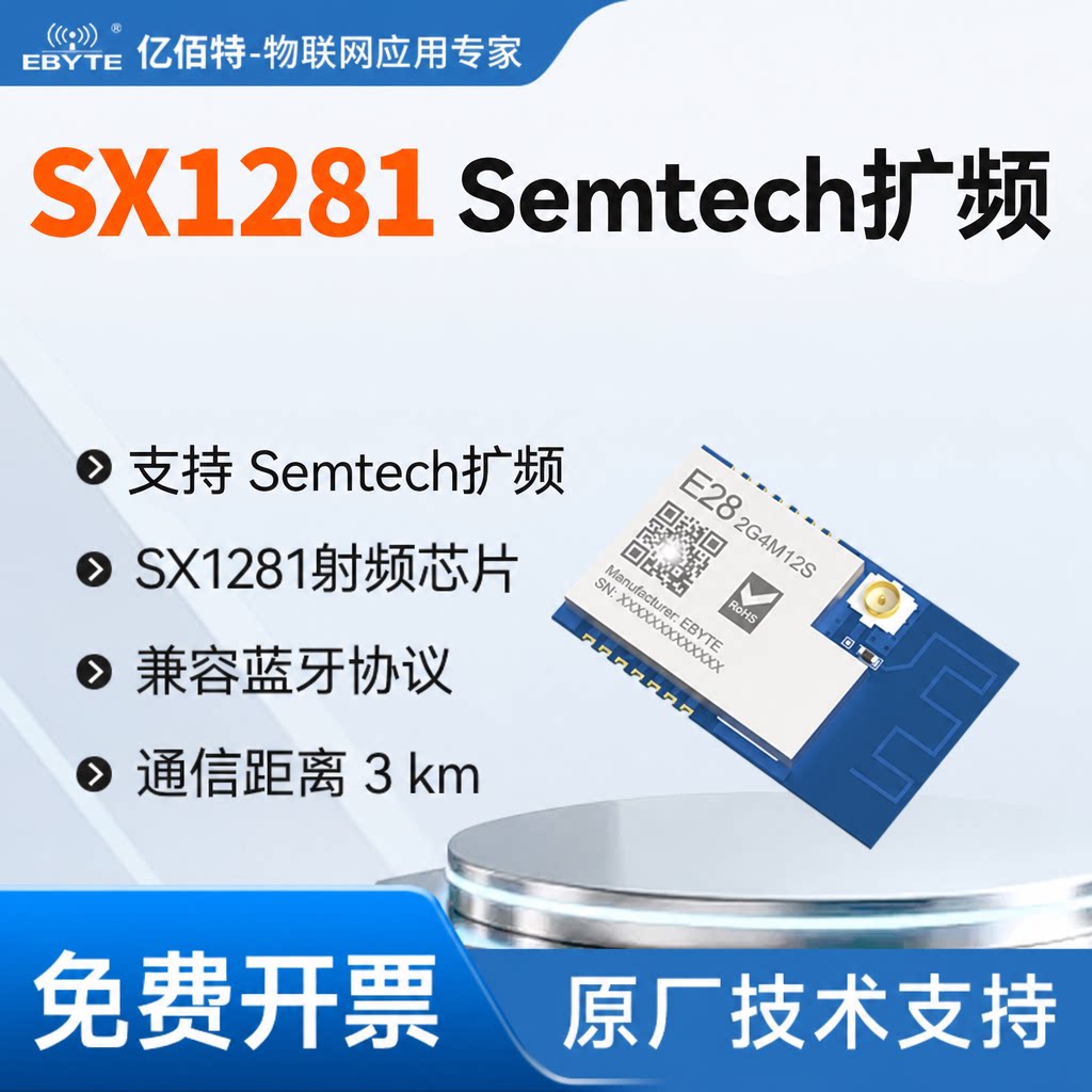 SX1281无线射频模块远距离扩频通讯优于ZIGBEE兼容BLE蓝牙小体积