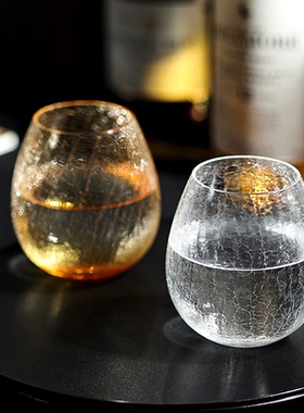 日本HIROTA广田硝子Karai花蕾冰裂纹威士忌玻璃杯水杯酒杯木盒装