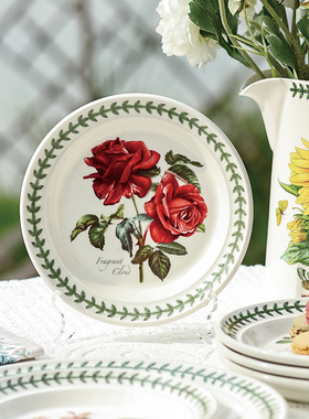 英国进口Portmeirion波特美林植物玫瑰系列陶瓷盘子点心盘意面盘