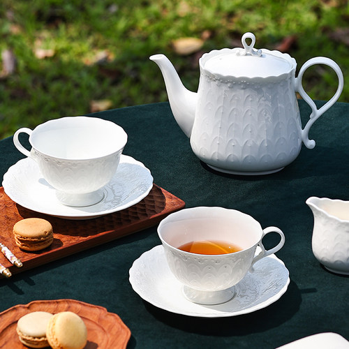 日本Narumi鸣海纯白骨瓷茶具套装