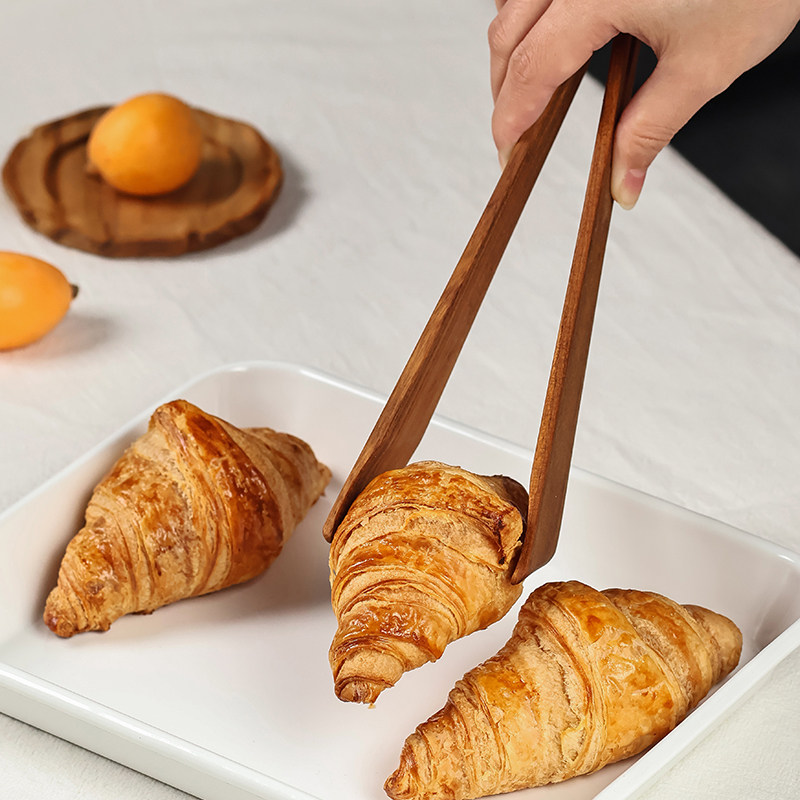 日本进口mokushin天然木折叠沙拉夹烘培面包夹牛排夹食品夹子