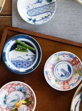 日本AWASAKA江户恐龙小碟子陶瓷点心碟蘸料碟可爱复古调味碟小皿