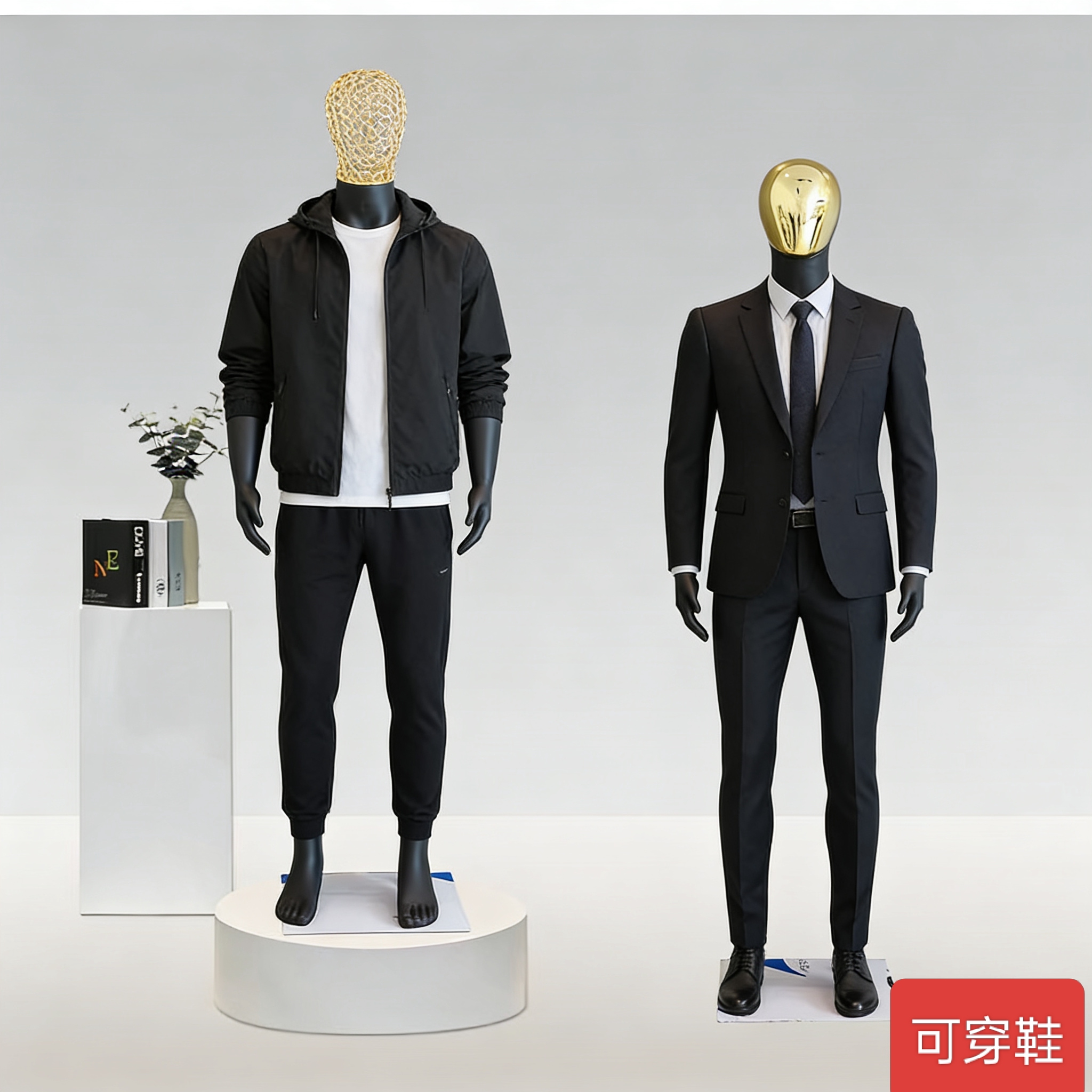 男模特全身服装店商场橱窗展示
