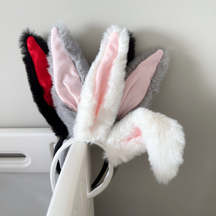 可爱毛绒长兔耳朵发箍兔子头饰卡通动物搞怪发卡夸张小兔少女发饰
