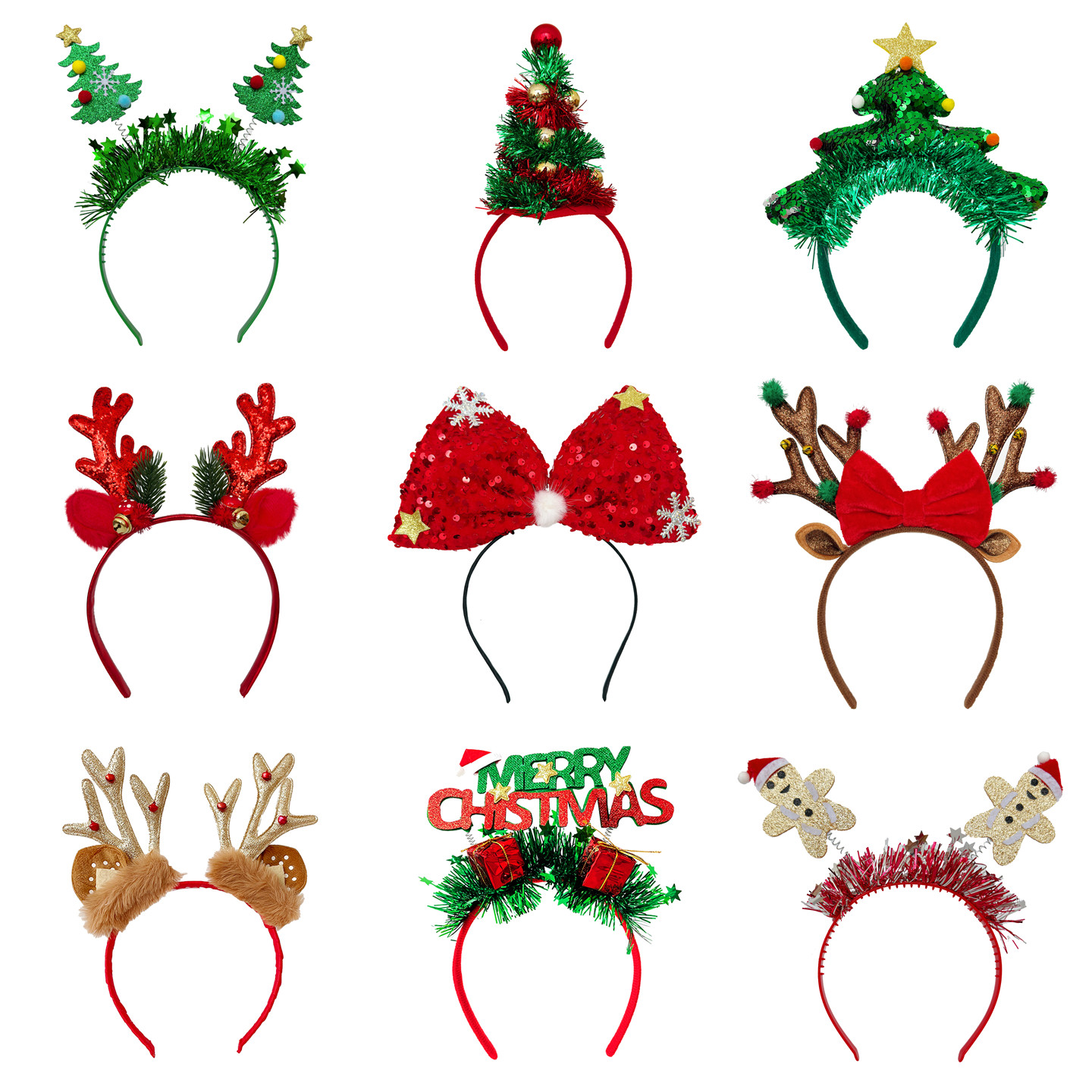 可爱圣诞头饰圣诞树发箍甜美头饰小鹿鹿角头箍亮片礼物圣诞帽发卡