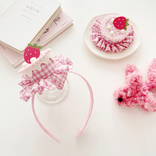 可爱粉色草莓蛋糕发箍少女头饰发夹边夹创意洗脸头箍搞怪发卡发饰
