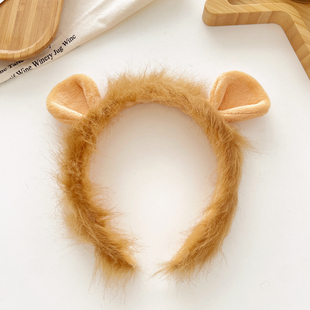 可爱狮子头饰毛绒小狮子发箍卡通动物头箍搞怪发卡拍照表演道具女