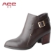 靴子秋冬时尚 爱意牛皮尖头拉链粗跟高跟女短靴1615405088 靴Aee
