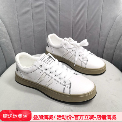 aee小白鞋休闲平跟圆头单鞋牛皮