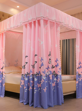 加厚遮光床幔床帘公主风蚊帐封闭一体式防尘1.5米1.8m双人床家用2