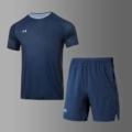 [Quick-Drying Suit] Dark Blue + Blue Shorts [Slanted Pockets]