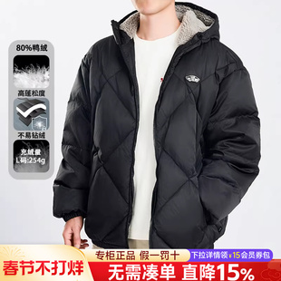VANS范斯羽绒服男款正品秋冬运动休闲防风保暖连帽黑色面包服外套