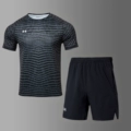[Quick-Drying Suit] Black Stripes + Black Shorts [Slanted Pockets]