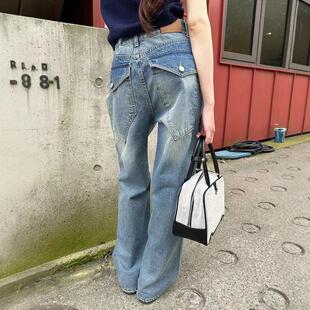 正品现货秋季韩国东大门Tempting显瘦热卖口袋款牛仔裤