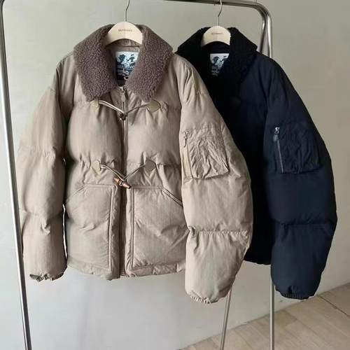 正品现货冬季韩国东大门self翻领牛角扣白鸭绒羽绒服保暖