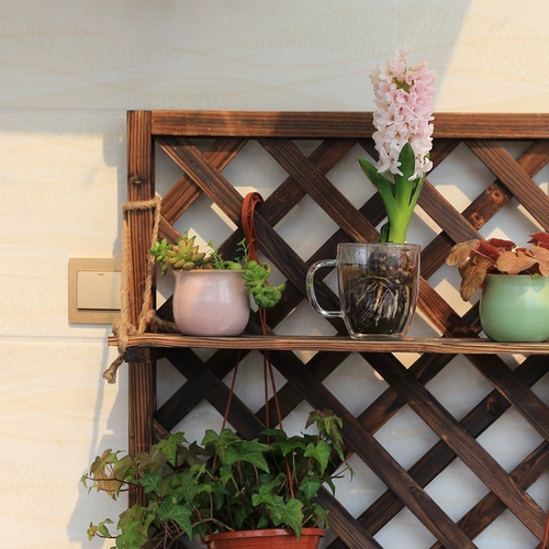 Стеновая комната с твердым деревом Стены висят цветочная подставка декоративная анти -коррозионная деревянная подвеска балкон для цветочного горшка подвесная стойка железной стенд на стене