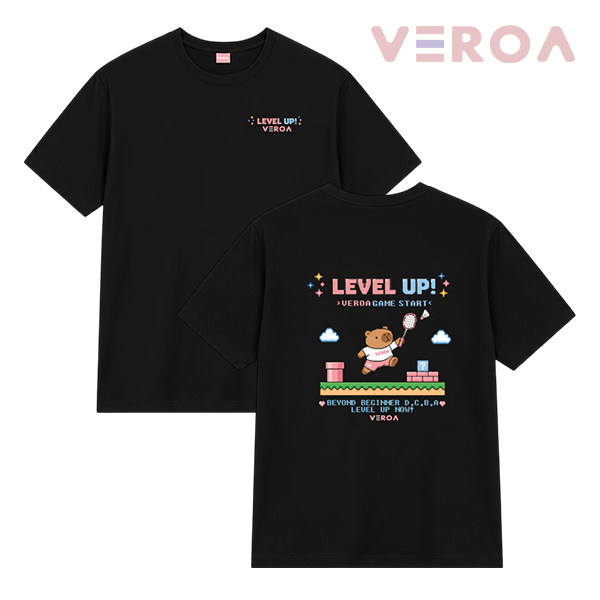 韩国2026秋冬VEROA新品羽毛球服短袖男女同款运动速干T恤黑白正品