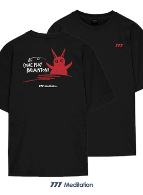 韩国2025秋冬meditation新品羽毛球服短袖男女同款运动速干T黑色