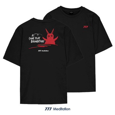 韩国2025秋冬meditation新品羽毛球服短袖男女同款运动速干T黑色