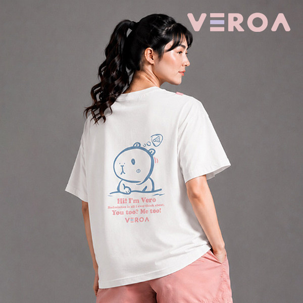 韩国2026秋冬VEROA新品羽毛球服短袖男女同款运动装速干T恤黑白