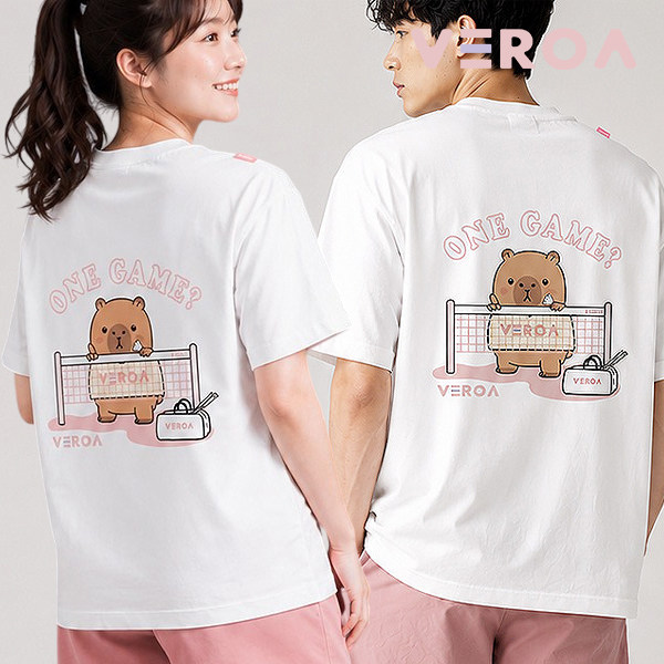 韩国2026秋冬VEROA新品羽毛球服短袖男女同款运动装速干T恤黑白10