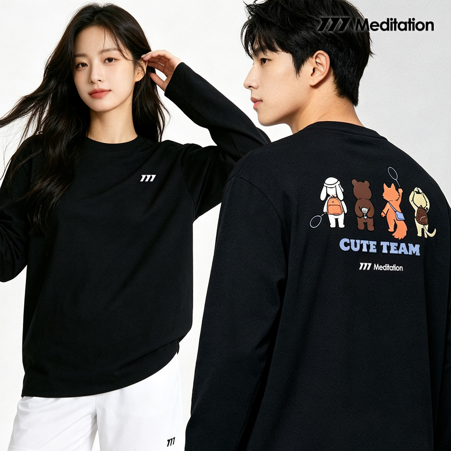 韩国2026秋冬meditation新品羽毛球服长袖男女同款运动装速干上衣