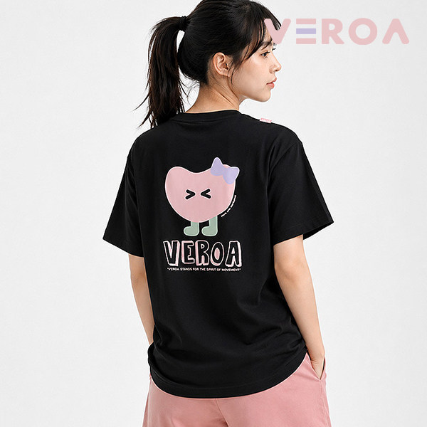 韩国2026秋冬VEROA新品羽毛球服短袖男女同款运动装速干T恤黑白12