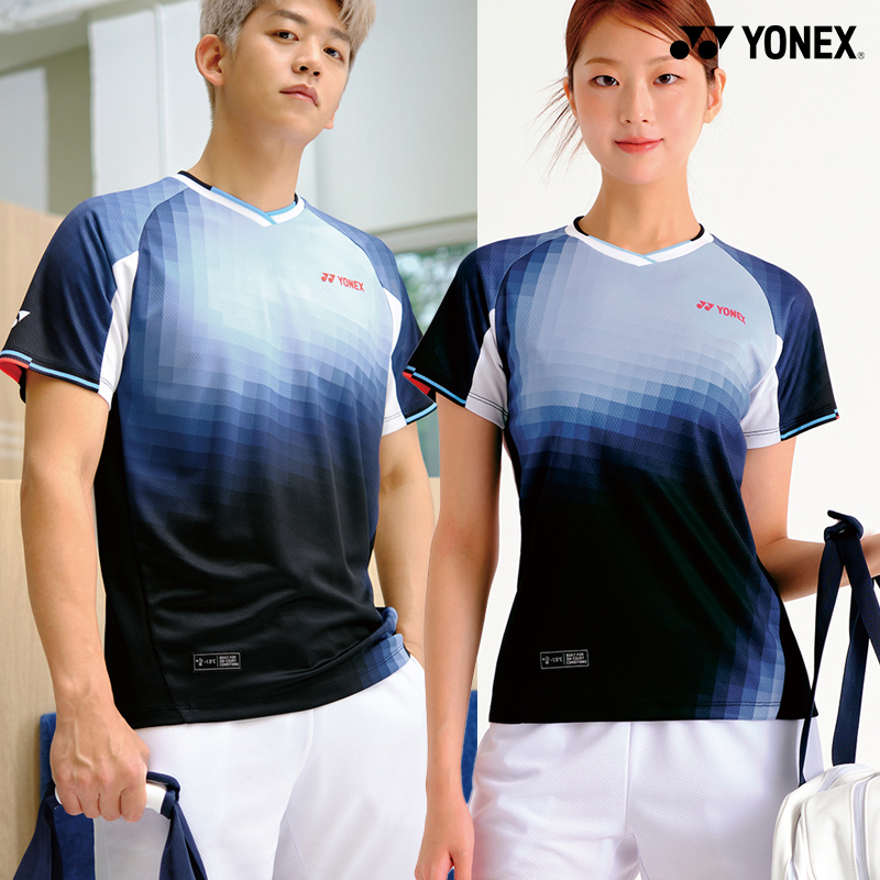 2025秋冬韩国YONEX尤尼克斯新款羽毛球服短袖男女款速干运动T恤3
