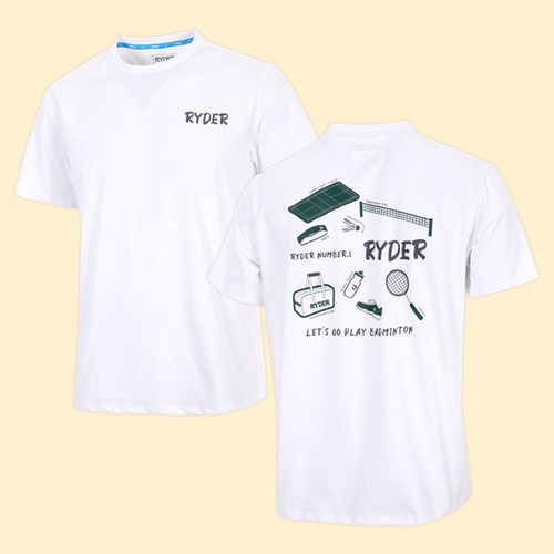 2025春夏新款韩国RYDER羽毛球服短袖男女同款透气时尚休闲运动T2