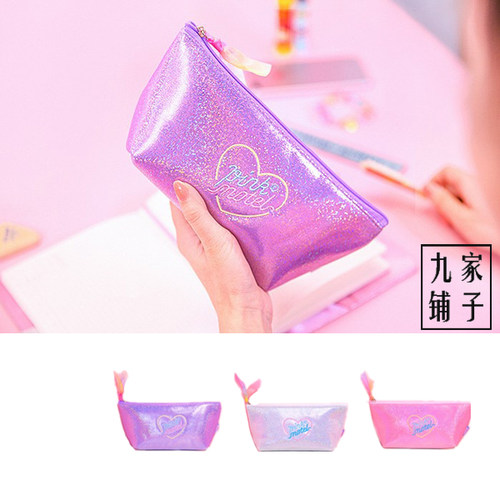 少女亮片原宿学生化妆包文具袋