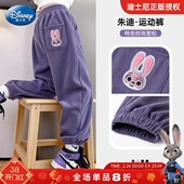 子春装 女孩兔子警官卫裤 2026新款 儿童运动裤 加绒 春季 迪士尼女童裤