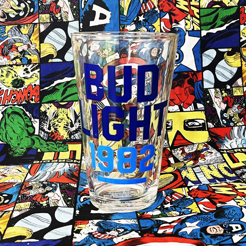 美国进口百威昕蓝bud light 1982玻璃杯水杯纪念品啤酒杯品牌正品