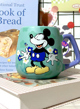 米奇卡通可爱绿色磨砂拼色陶瓷杯水杯咖啡杯办公家居杯子圣诞礼物