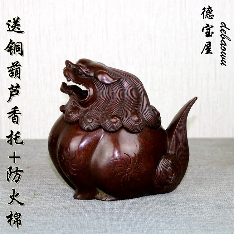 纯铜狮子香炉创意家居香道熏香炉礼佛香道用品佛堂香薰炉大号摆件