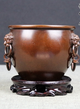 招财纯铜摆件香炉风水故宫缸