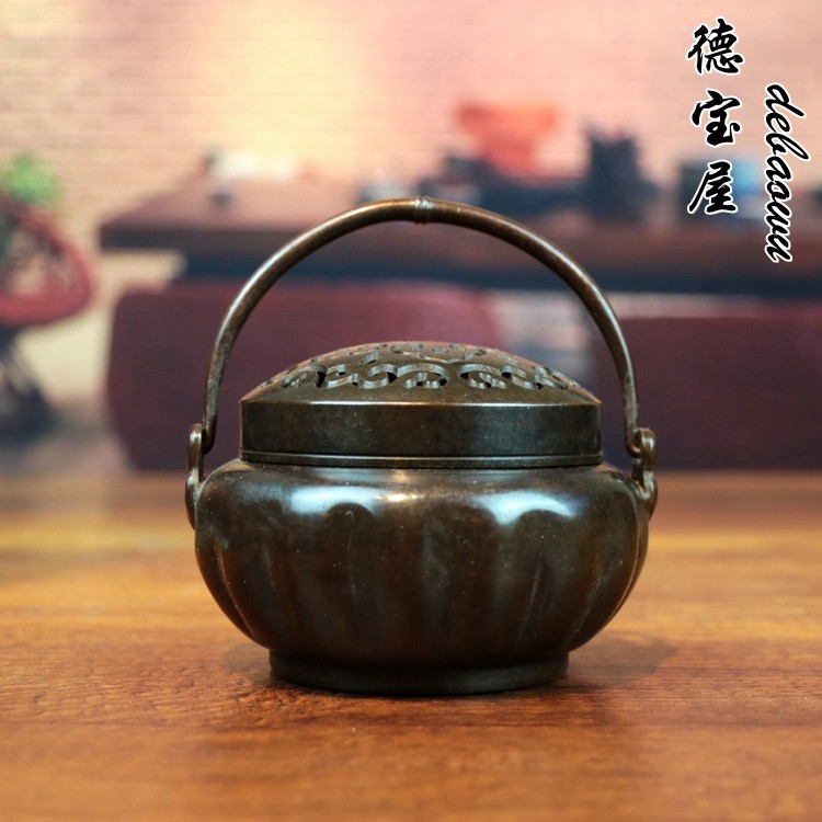 取暖纯铜用炭沉檀古代手提香炉