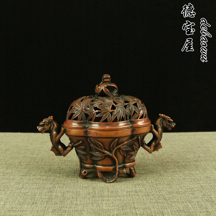 纯铜熏香炉竹子龙耳香薰炉家居