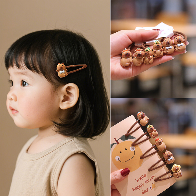 儿童发夹可爱发饰卡皮巴拉水豚发卡bb夹头绳发圈女童小女孩皮筋