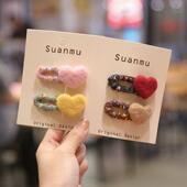 2024秋冬新款 手工羊毛毡爱心女童发夹发饰小女孩宝宝发卡可爱头饰