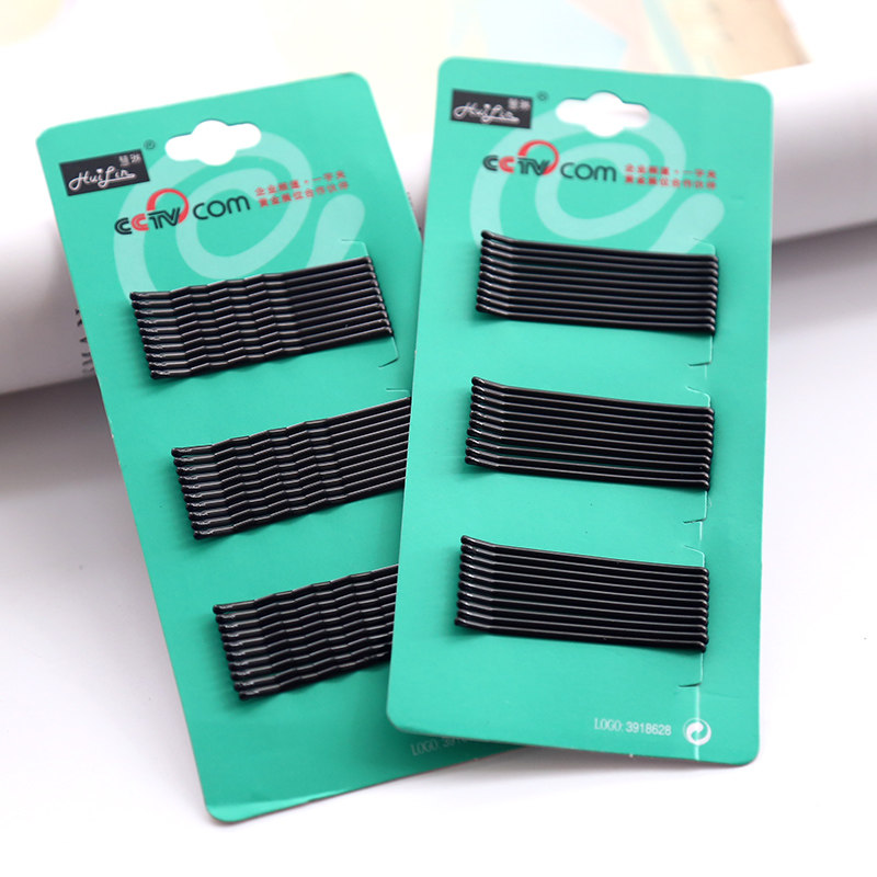 盘发基础发夹发饰钢丝烤漆黑色一字夹刘海边夹时尚小女孩碎发发卡