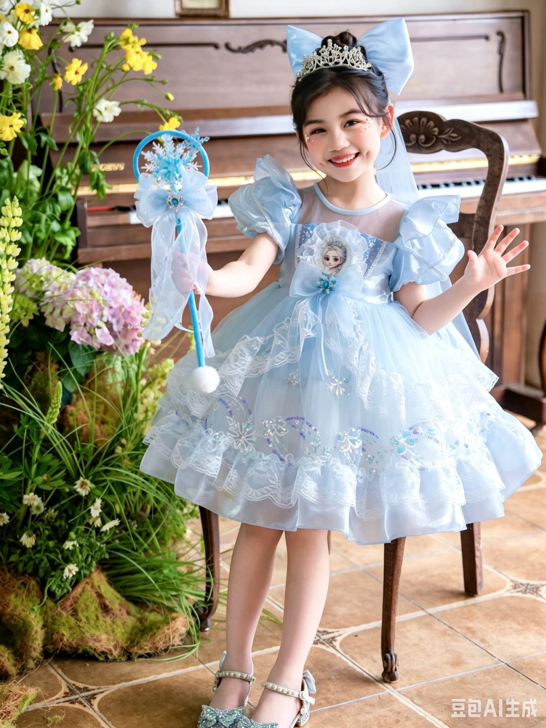 爱莎女童连衣裙夏季2026新款儿童洛丽塔蓬蓬裙宝宝生日礼服公主裙