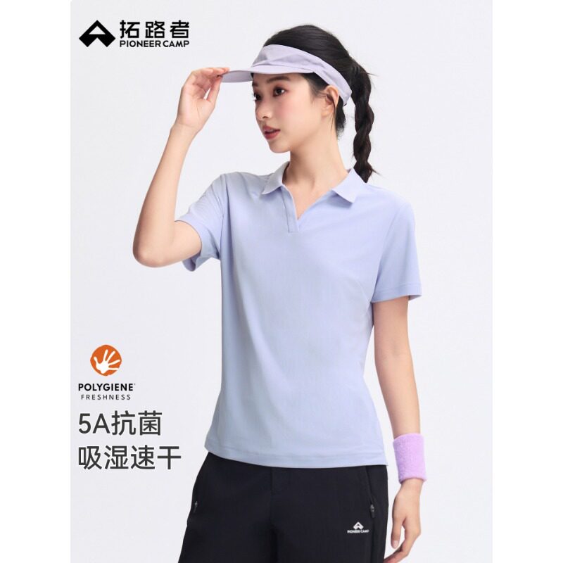 拓路者山系户外5A抗菌polo速干T恤女款2026新款运动休闲短袖上衣