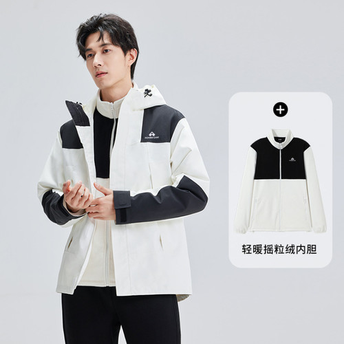 连帽摇粒绒冲锋衣男女同款登山服