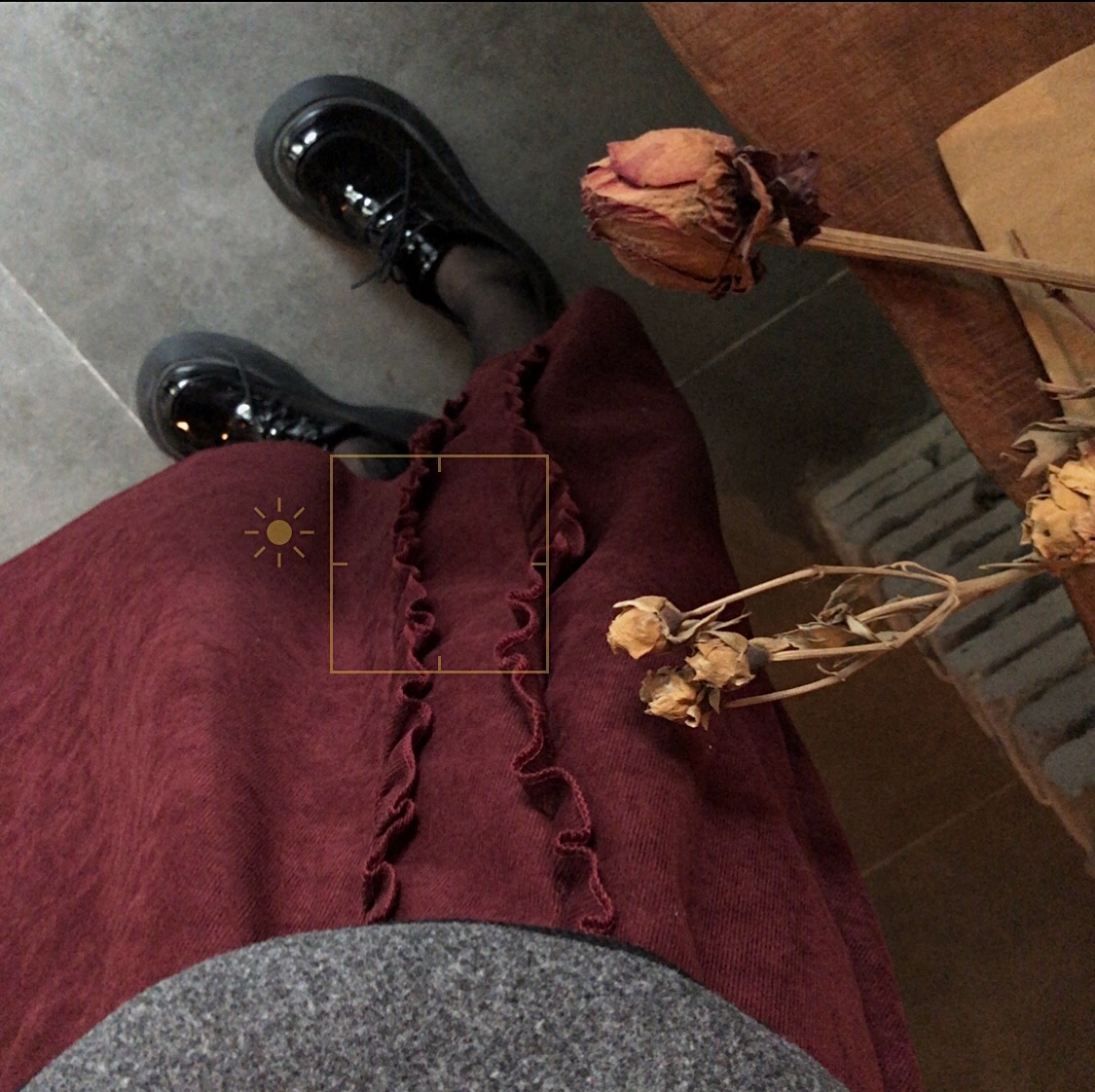 Real shot and real price versatile wooden ear edge red wine fluffy skirt medium length Corduroy Skirt for women autumn and winter