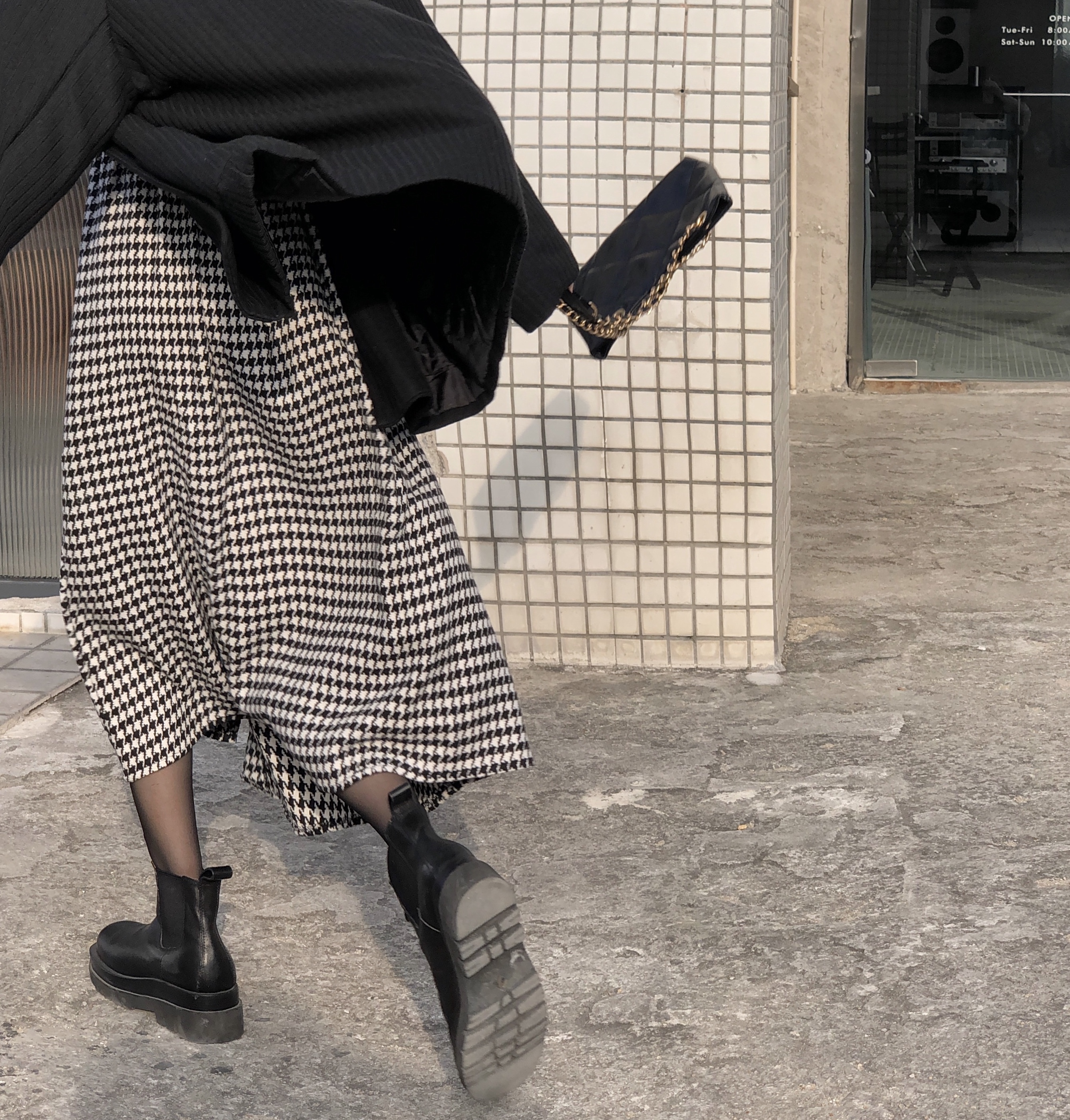 Real price winter style thousand bird pattern show thin split half skirt