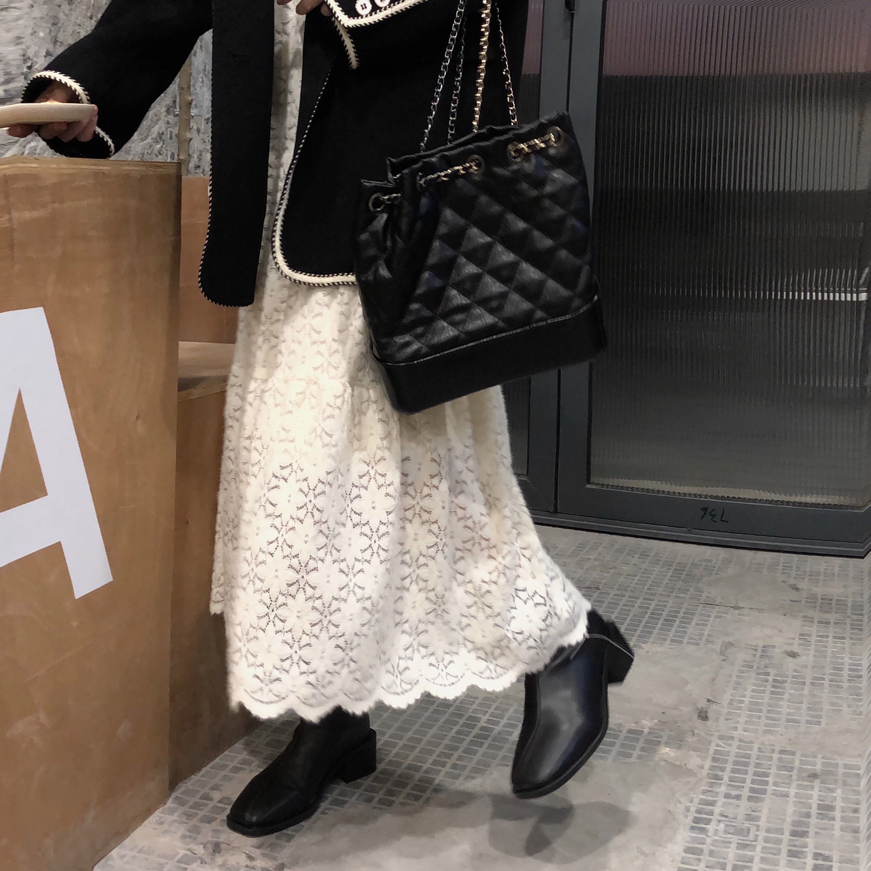 Real price winter lace solid color thin skirt A-shaped skirt woman