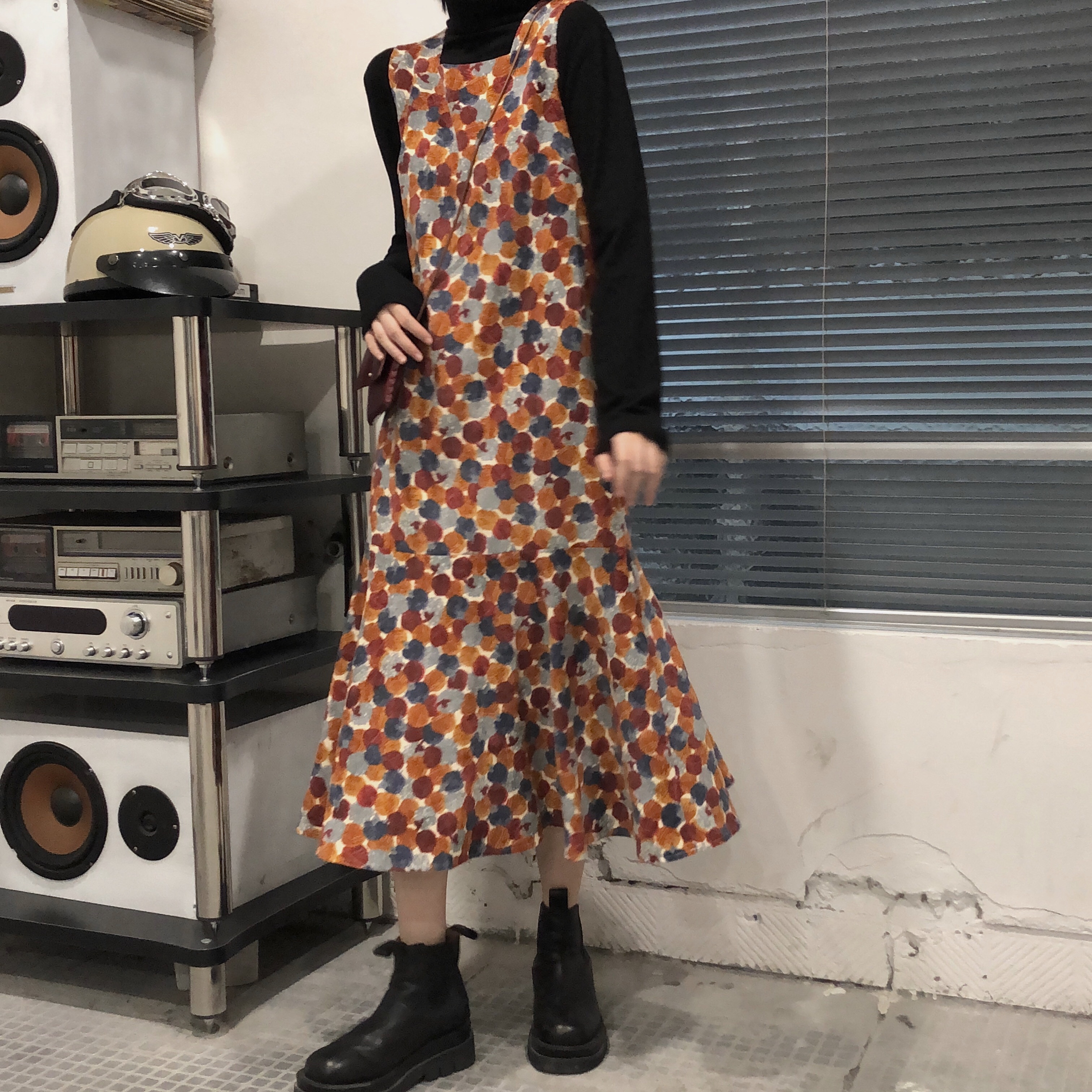 A-line skirt with fishtail and fur hem