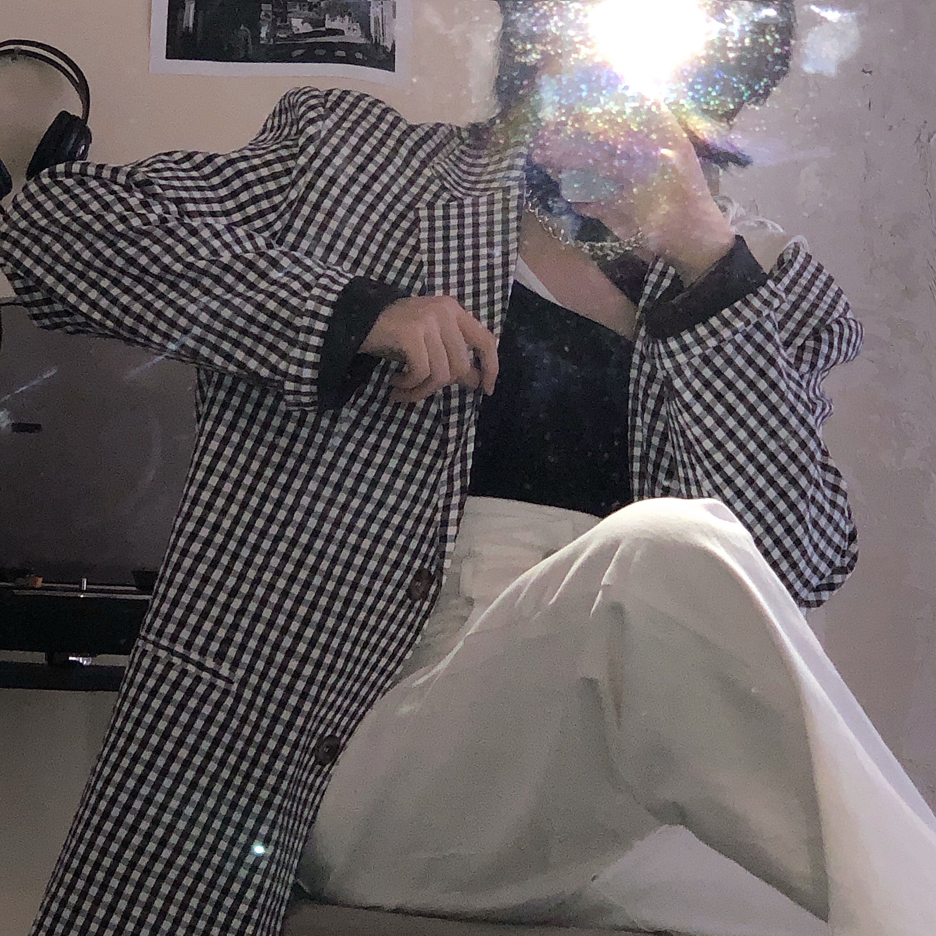 Real price ~ Black Plaid suit coat for women