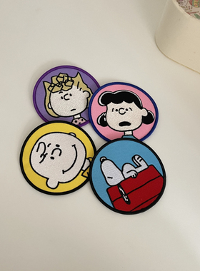 刺绣自粘型行李贴/笔记本贴/冰箱贴  史努比图案刺绣贴